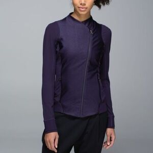Lululemon | Emerge Renewed Jacket Purple Grape Moto Asymmetric Side Zip Bhakti 6